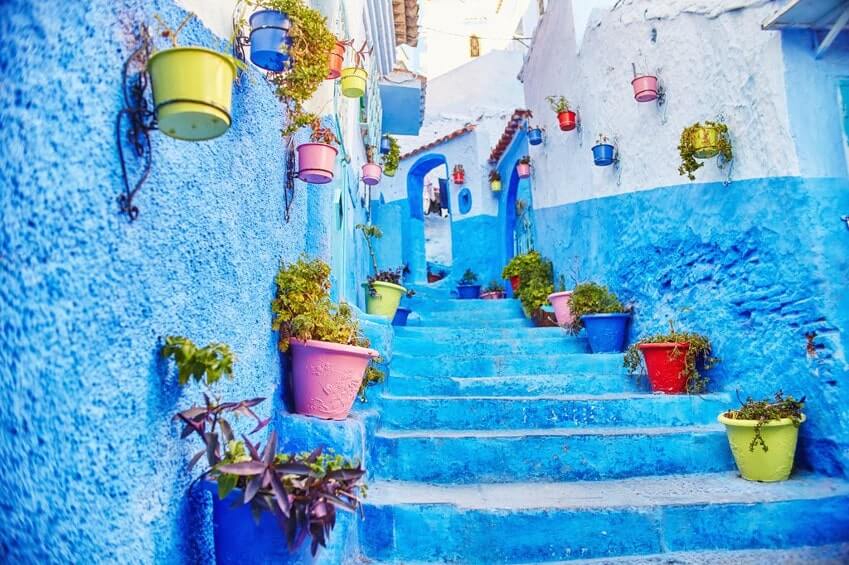 Streets of Chefchaouen's Blue City