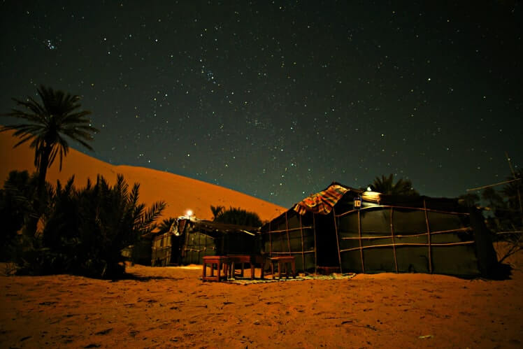 Night in Erg Chebbi Desert Dunes