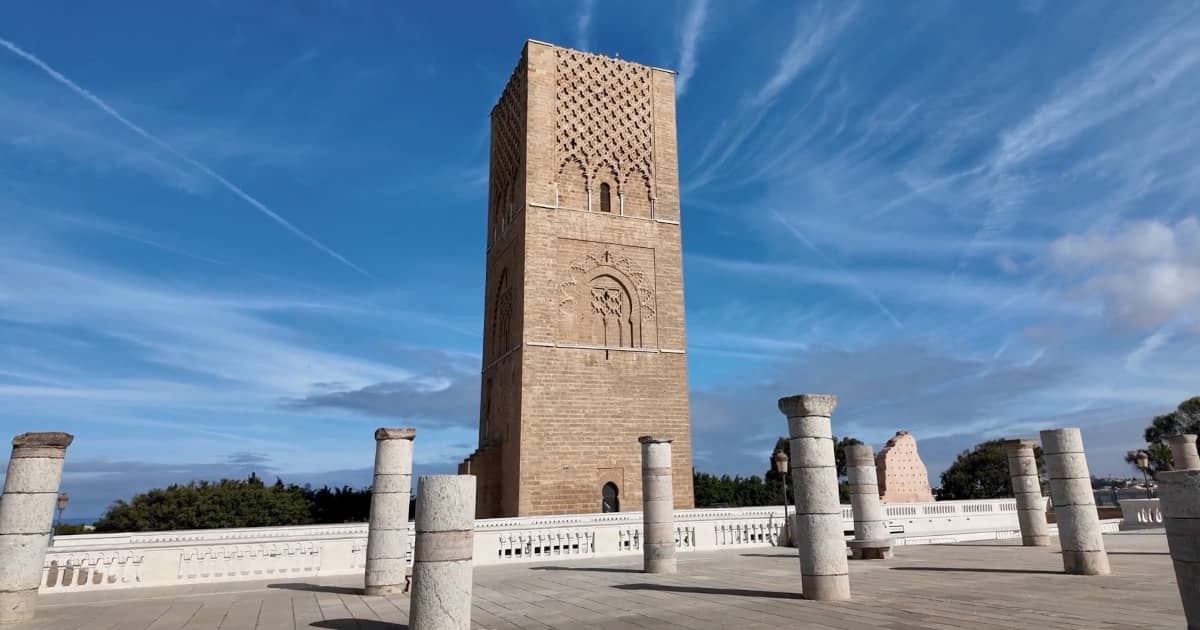 Hassan Tower, Rabat. Visit the iconic historical landmark with Stylia Tours.