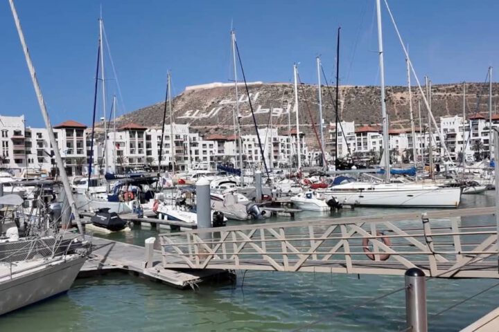 Agadir attractions – panoramic view of Agadir Marina Port, a top Agadir attraction for best things to do