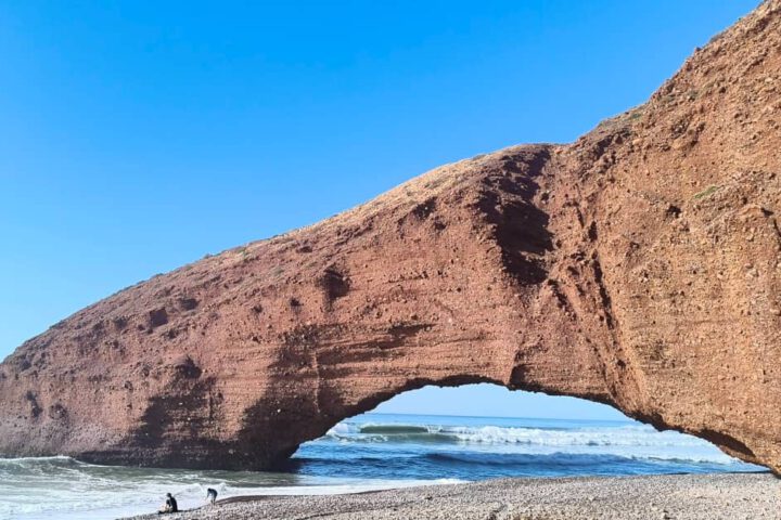 Legzira Beach red sandstone arch on Morocco’s Atlantic coast near Agadir