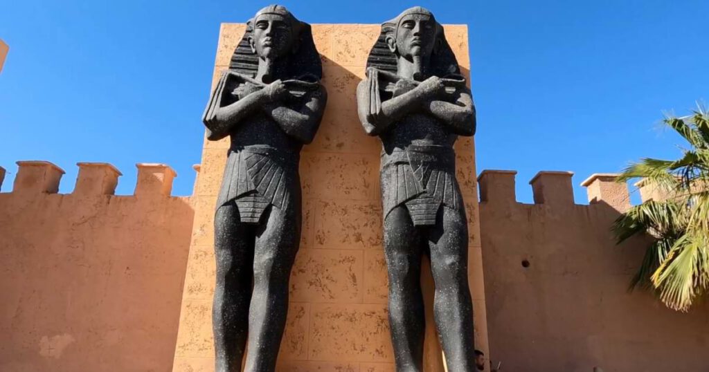 Atlas Studios entrance Ouarzazate Morocco film studio statues