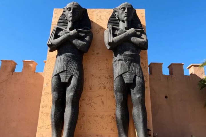 Atlas Studios entrance Ouarzazate Morocco film studio statues