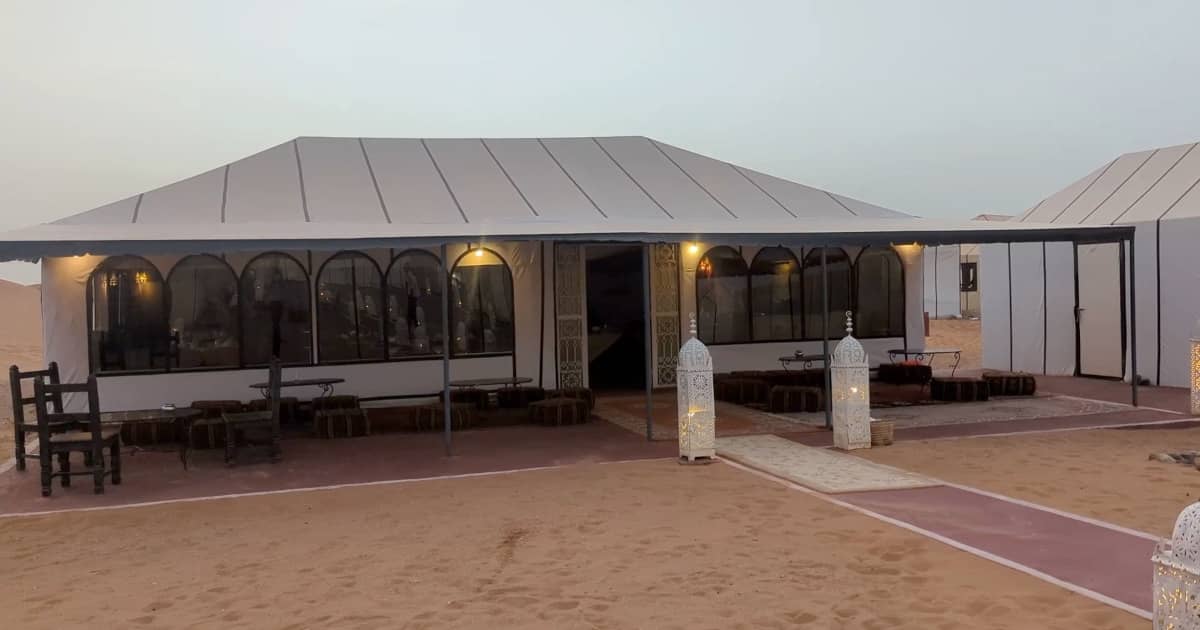 Explore Merzouga glamping experience in the Sahara Desert, Morocco.