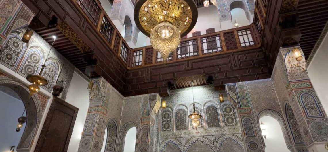 Luxurious patio at a riad in Fez, offered by Stylia Tours.