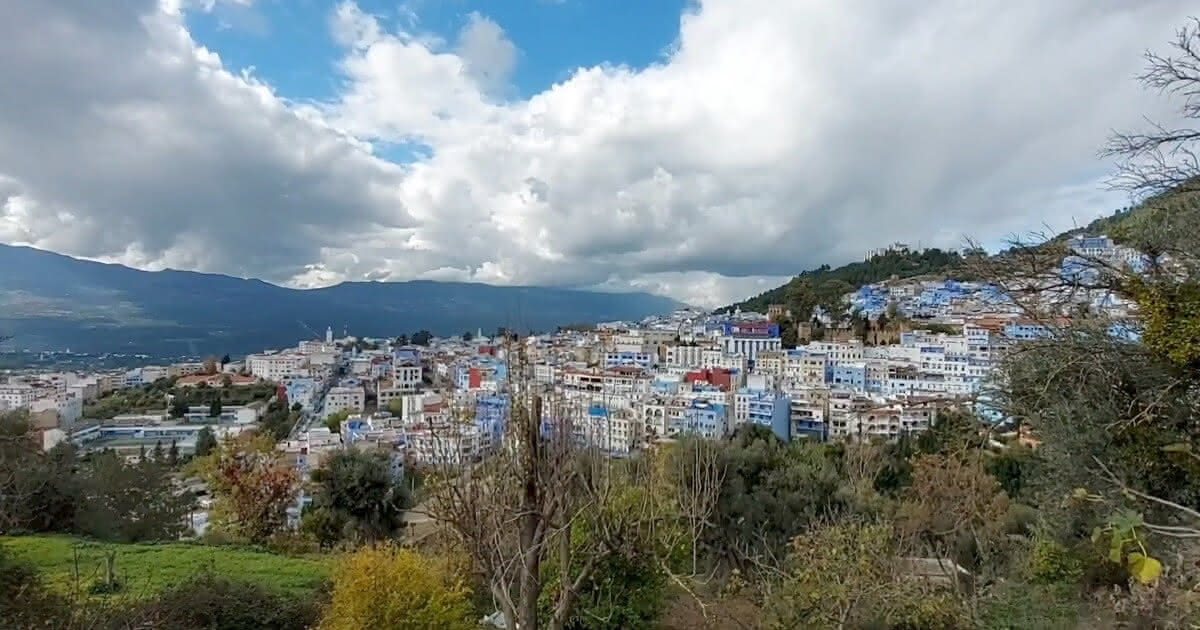Panoramic view of Chefchaouen on day trip from Tangier port