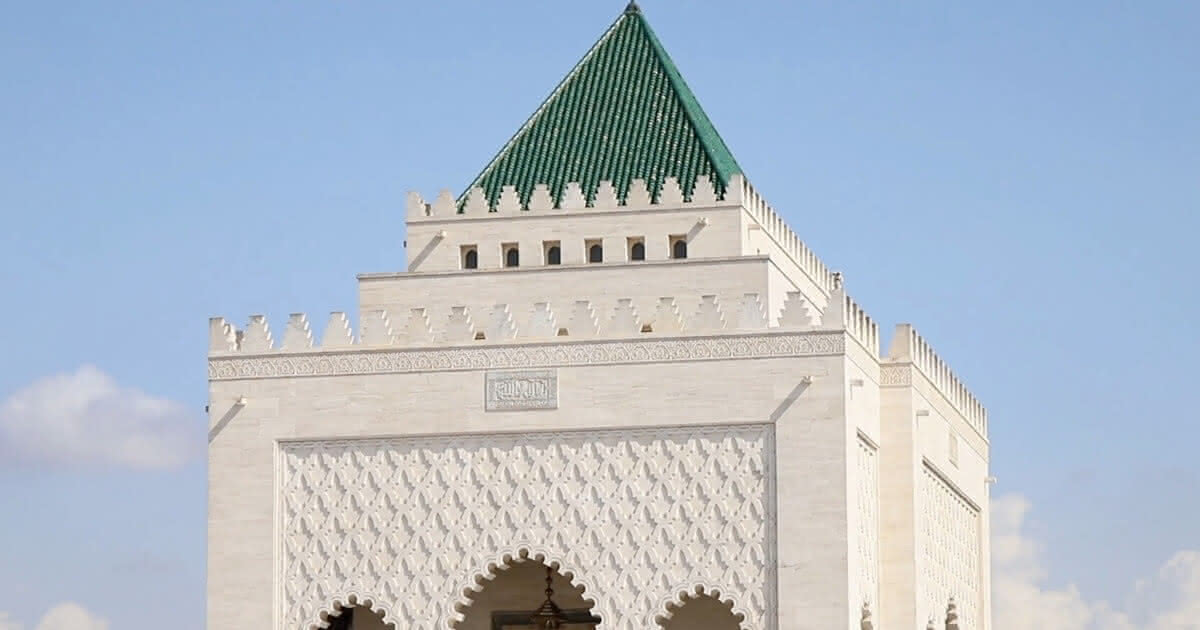 The Mausoleum of Mohammed V in Rabat, showcasing intricate design.
