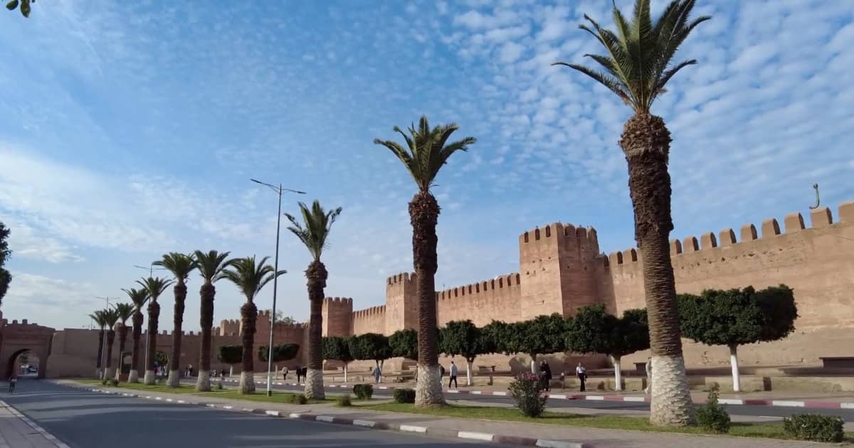 Earthen ramparts encircling Taroudant’s medina on a Morocco City Tours tour