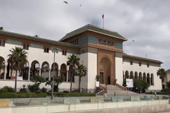Bustling Casablanca city center with modern and traditional buildings