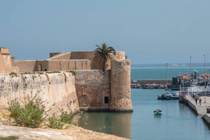 Fortified walls of El Jadida, Portuguese-era heritage site and tourist destination in Morocco