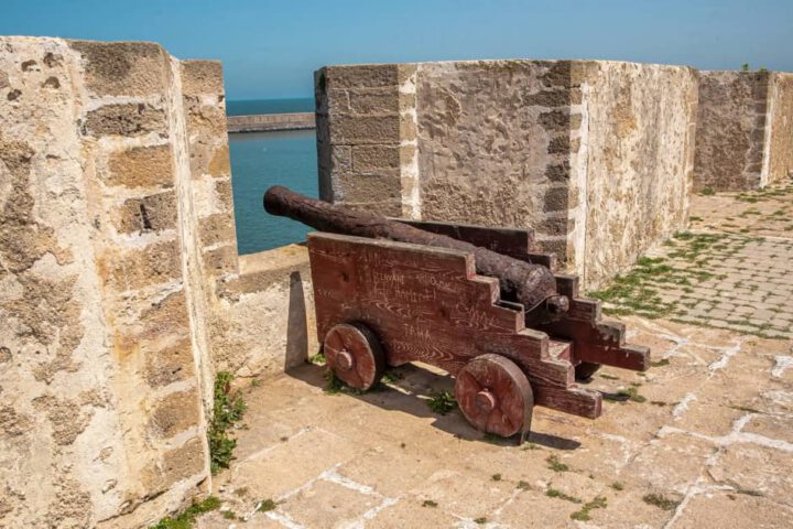 Ancient fortress cannon at El Jadida, Morocco – cultural heritage and tourist site