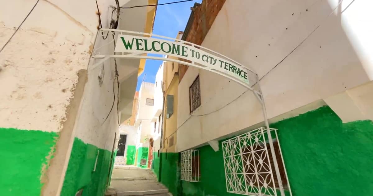 Welcome to Moulay Idriss Zerhoun terrace viewpoint overlooking the holy town in Morocco