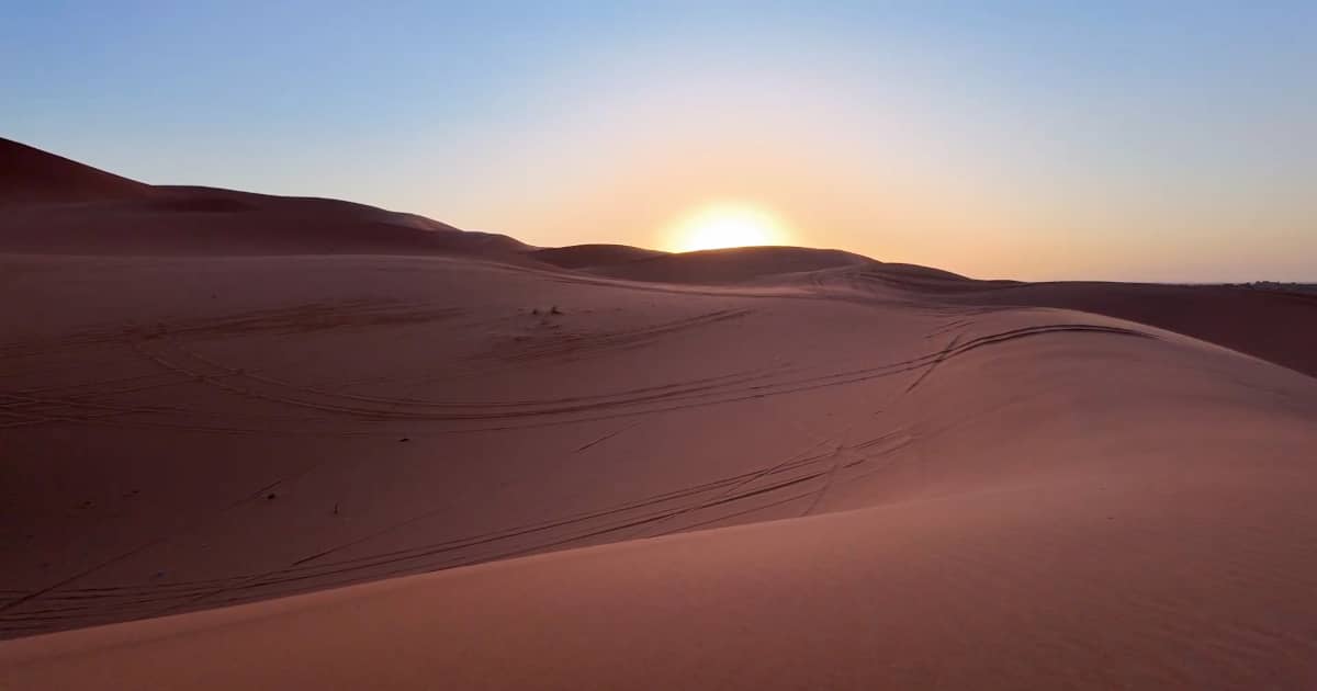 Sahara Panorama Erg Chebbi Merzouga bei Sonnenuntergang